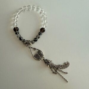 Shadow Wing — Clear & Smoky Quartz Butterfly Bracelet